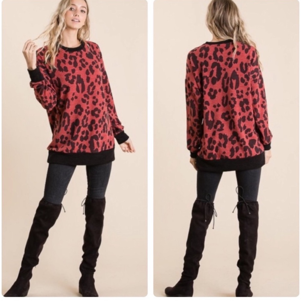 Red Leopard Print Top - Picture 4 of 8